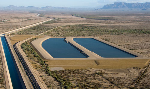 The Superstition Mountains Recharge Project provides underground water storage capacity. Photo courtesy of the Central Arizona Project.
