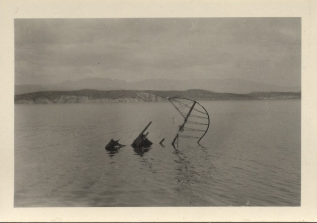 The wreckage is shown later in the day.