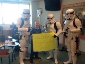 Jeff Breckon (center) and fellow Stormtroopers were with Richard “Bubba” Forte at Cardon Children’s Medical Center for Bubba’s “last day of chemo” party. Bubba is the grandson of SRP's Christy Eubanks. PHOTO BY CHRISTINA CARRERA