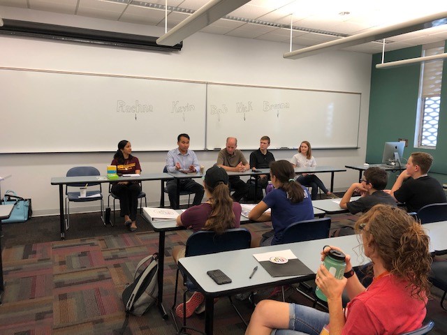 Kevin Felix, SRP engineer, speaks to students on a panel.
