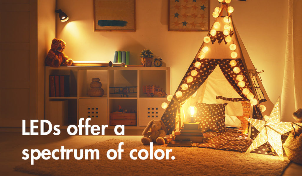 LEDs offer a spectrum of color.